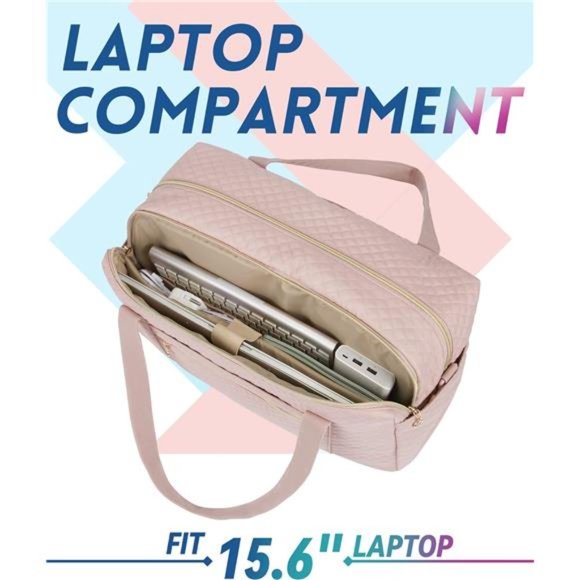 BAGSMART Travel Duffle Bag 31L Quilted Weekender Overnight Bag for Women (Pink) - Picture 5 of 7